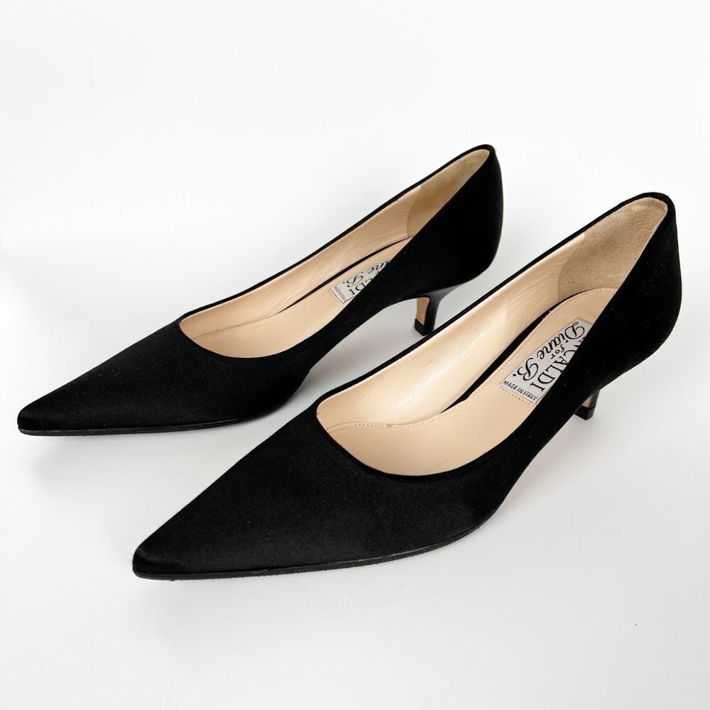 New PANCALDI for Diane B. Satin Pointed Toe Mid Low Heels Wedding Guest Formal